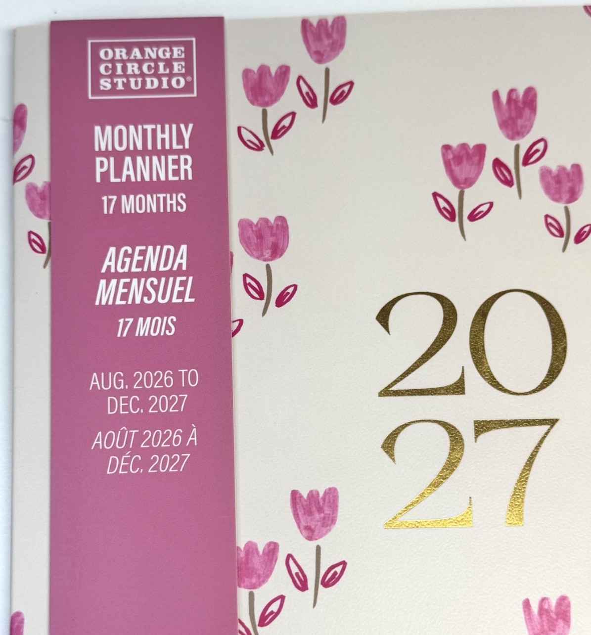 2027 Orange Circle Studio Monthly Planner 17 Months Pink FLORAL Tulips MEDIUM