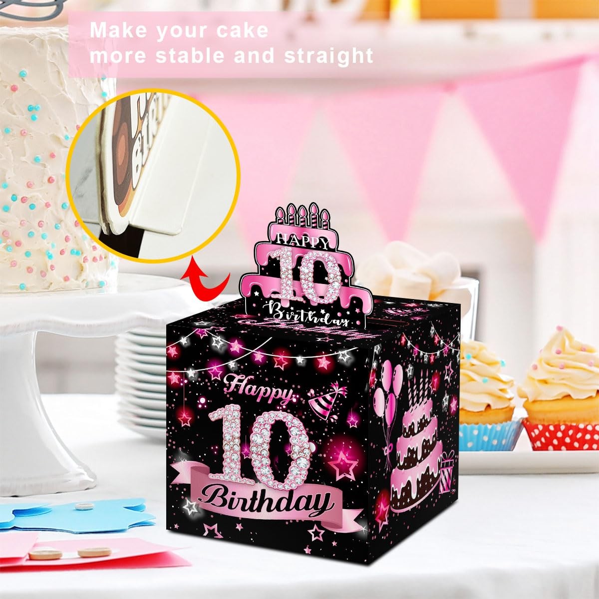 Pink DIY Surprise Explosion Money Box Gift Set 35 Bags 10th Birthday Decor