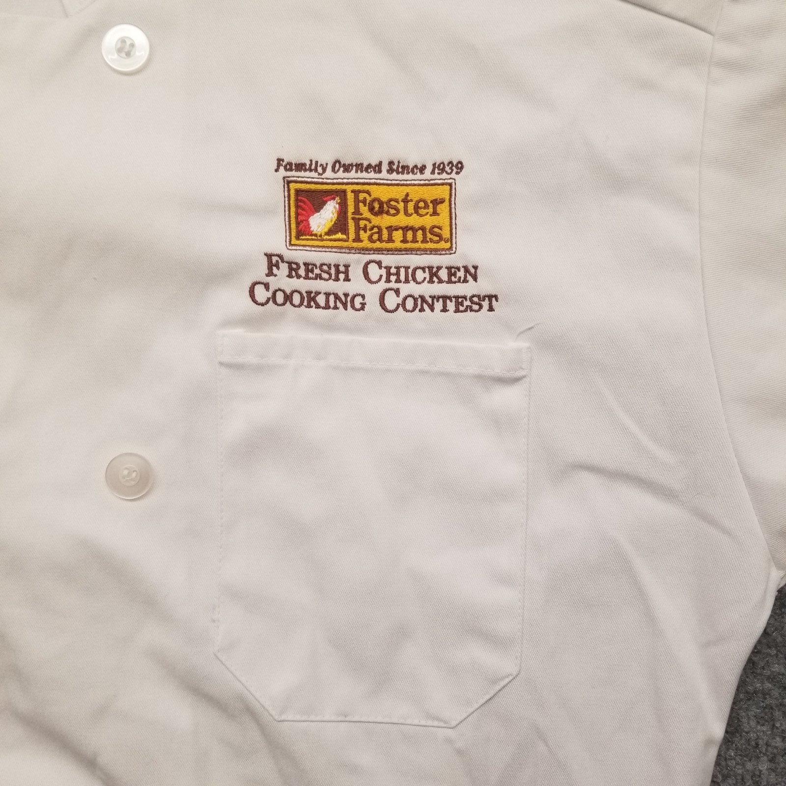 Edwards Unisex Adult Chef Coat Jacket Large White Foster Farms Double Breasted *