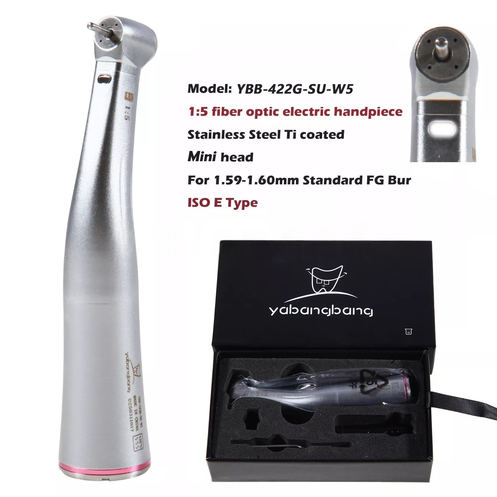 Dental Electric Highspeed Handpiece 1:5 Fiber Optic Contra Angle E-Type