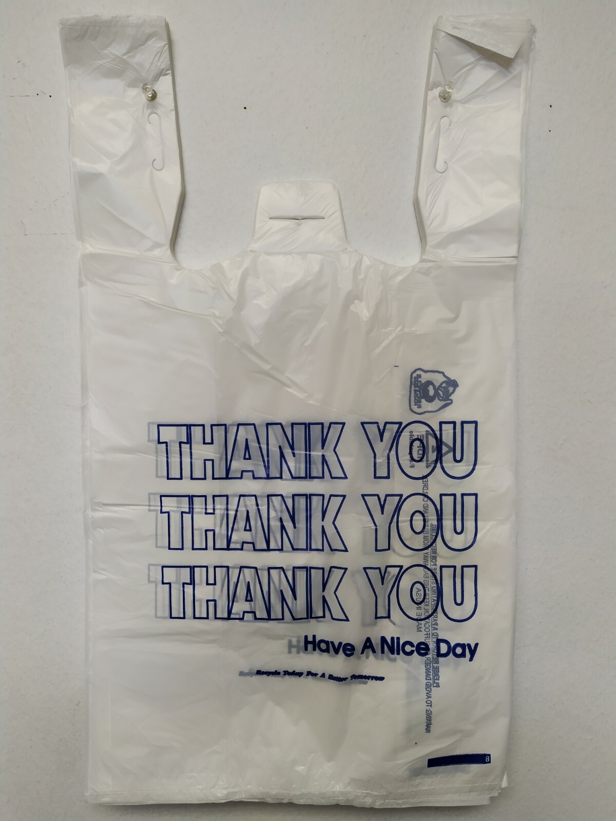 THANK YOU T-Shirt Bags 11.5″ x 6.5″ x 21″ White Plastic Shopping bag 50 – 1000