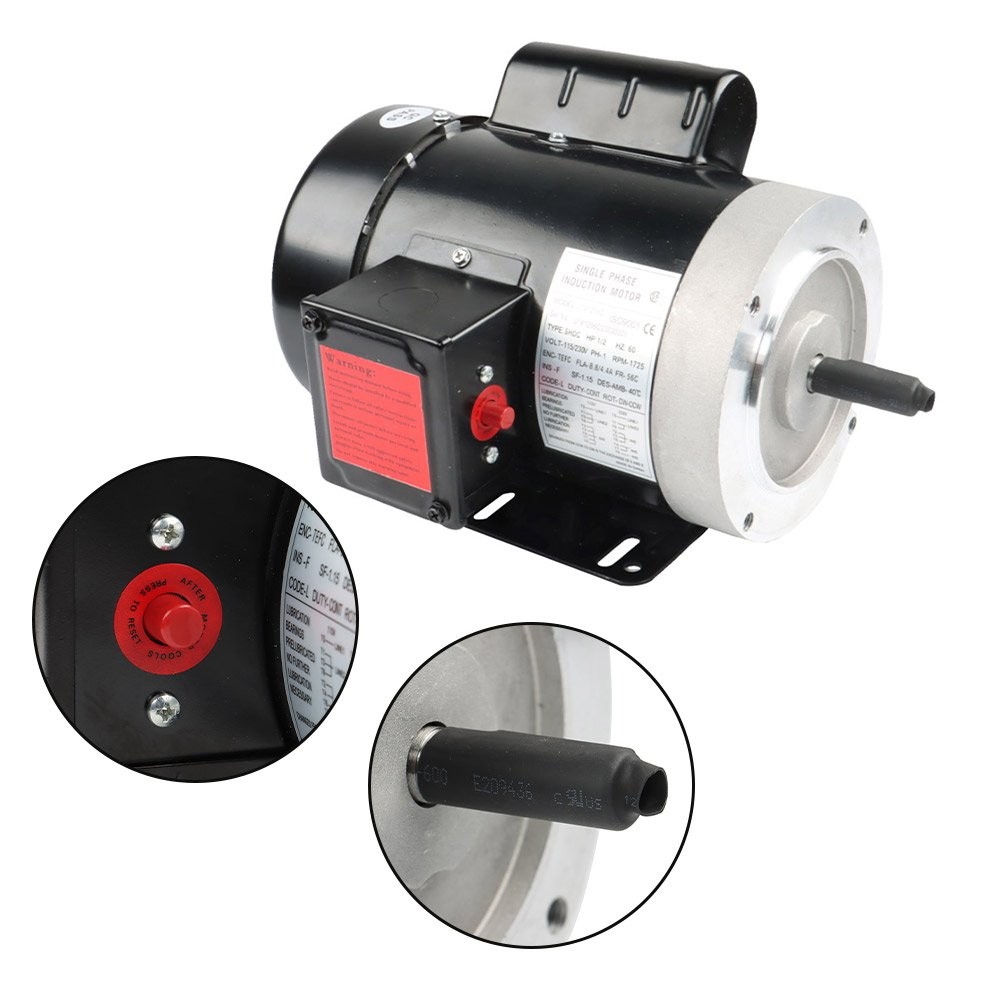 1/2 HP Electric Motor 56C Frame 1750 RPM 1 Phase TEFC 60Hz General Purpose