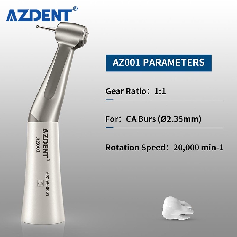 AZDENT Dental 1:1 Slow Low Speed Contra Angle Push Button Handpiece