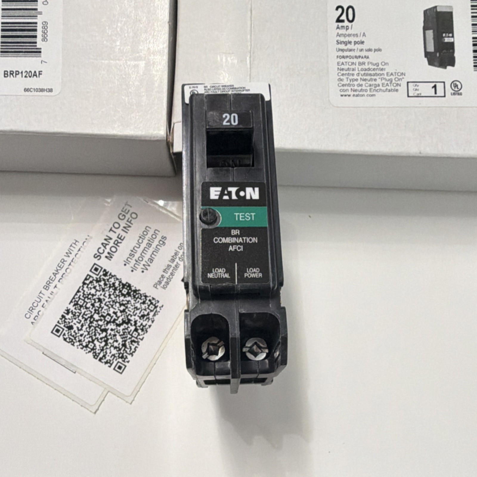 Eaton BRP120AF 20A AFCI Plug-On Neutral 1-Pole Breaker 10 Pack NEW