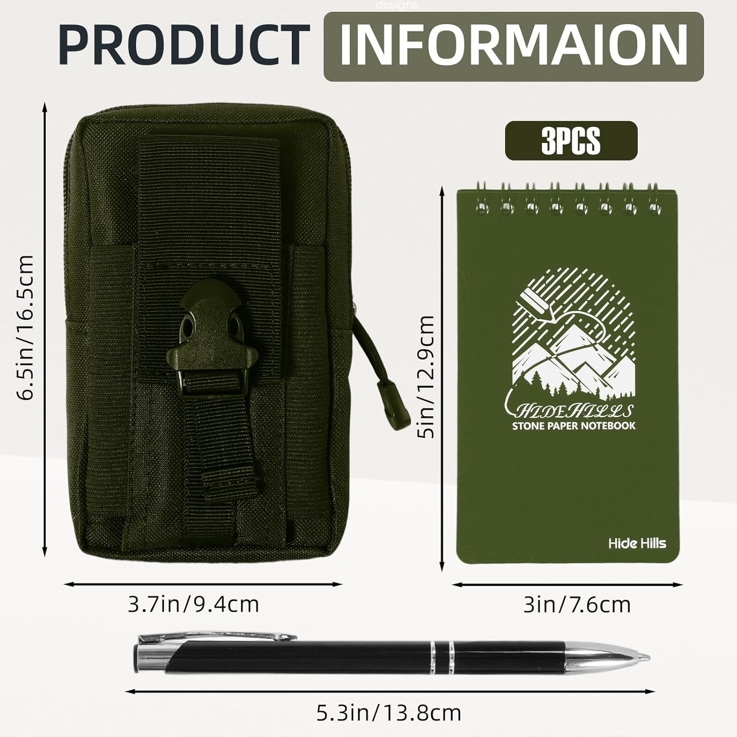 3″ X 5″ Waterproof Notebook Cover Pocket with Pen, Write in the Rain Notebook –