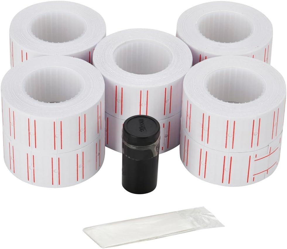 10 Rolls 6000pcs Price Labels Paper Tag Sticker White Red Line For MX 5500