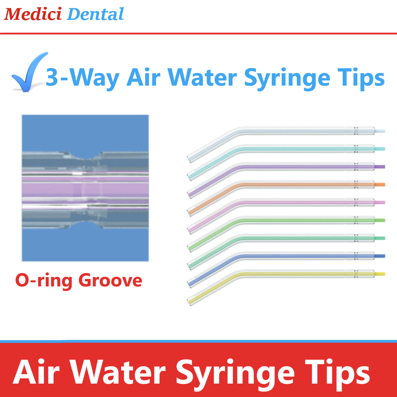 Dental 3-Way Air Water Syringe Disposable Spray Tips Triple Nozzles Upto 500/Bx