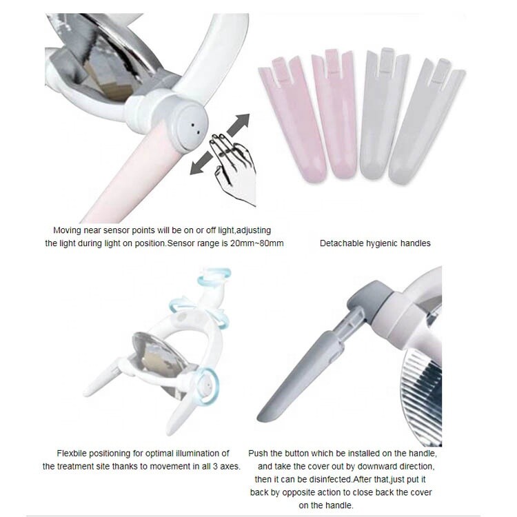 10W Ceiling Mounted Oral Light Dental Operating Lamp 6 LED Lens Light With Arm