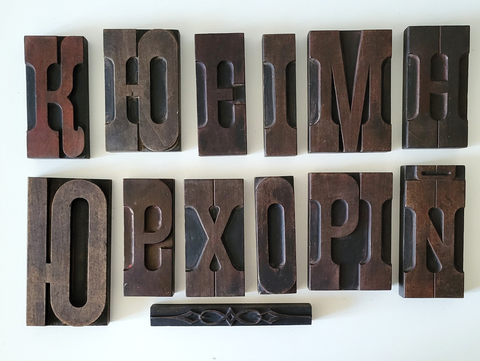 Antique Wood Type Letter Blocks Russian Empire Industrial decor Vintage Alphabet