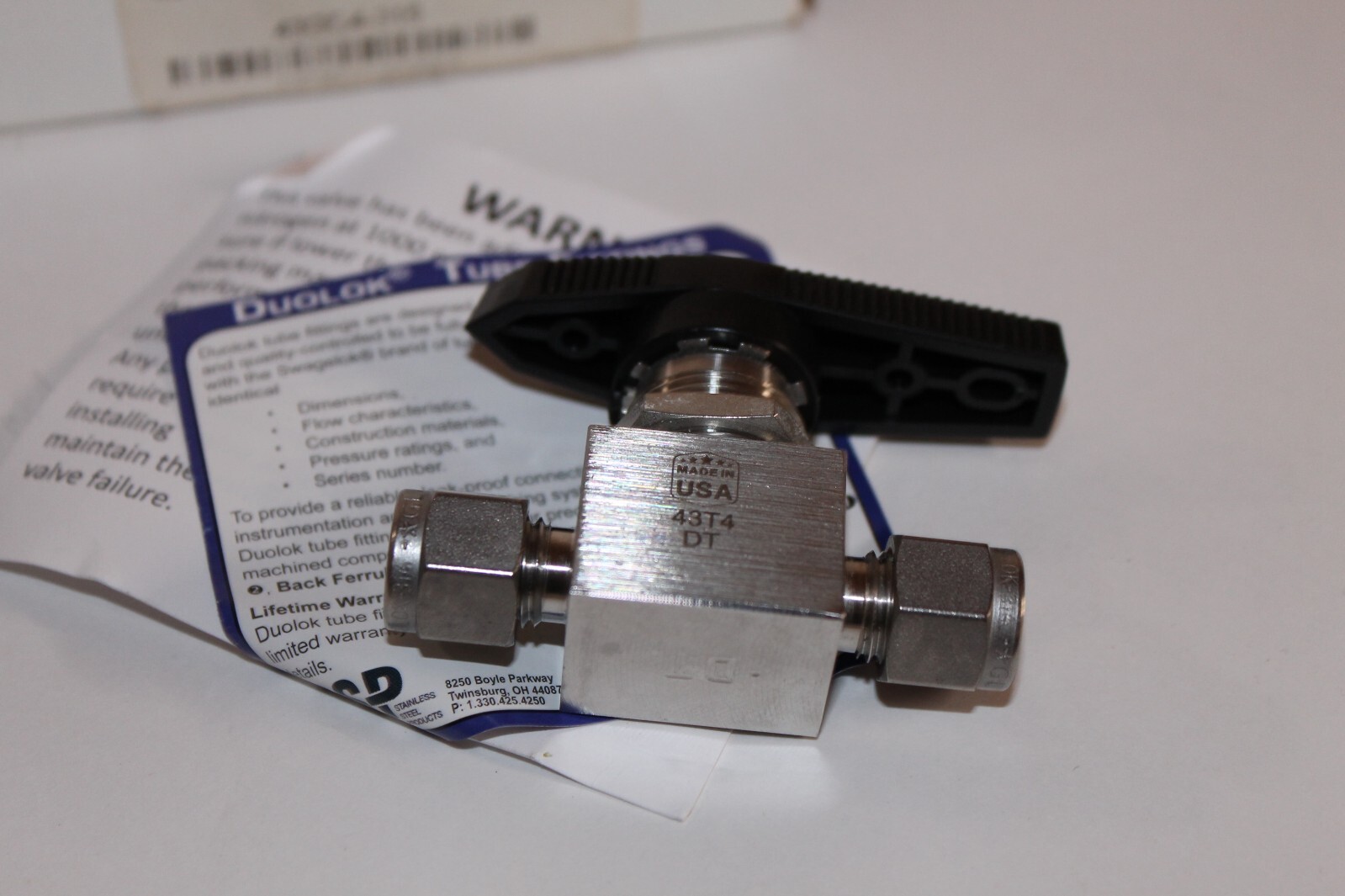 NEW SSP 43GD4-316, 1/4″ BALL VALVE