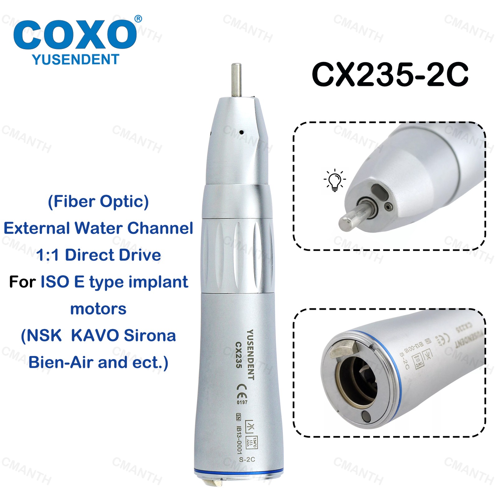 COXO Dental Straight Nose Cone Handpiece Inner Water Channel E Type Fit NSK KAVO