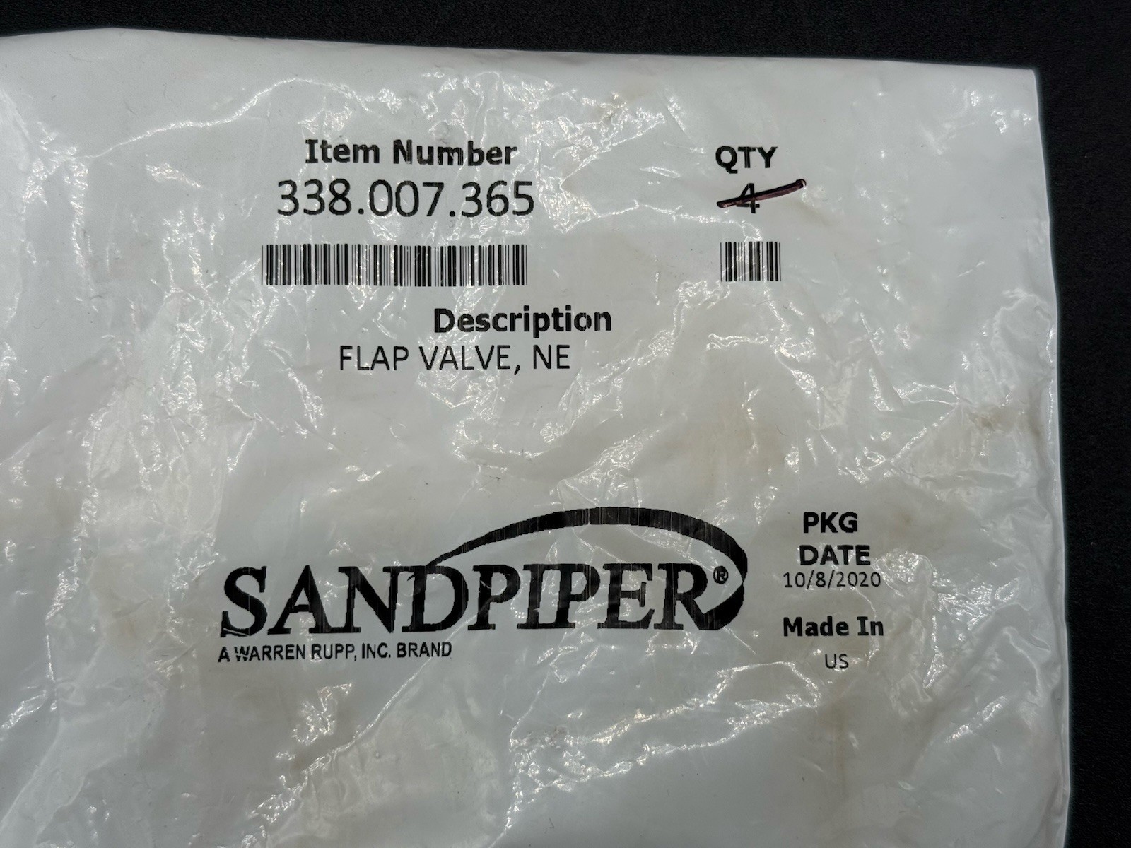 Sandpiper 338.007.365 Flap Valve Gasket 338007365 Qty 1