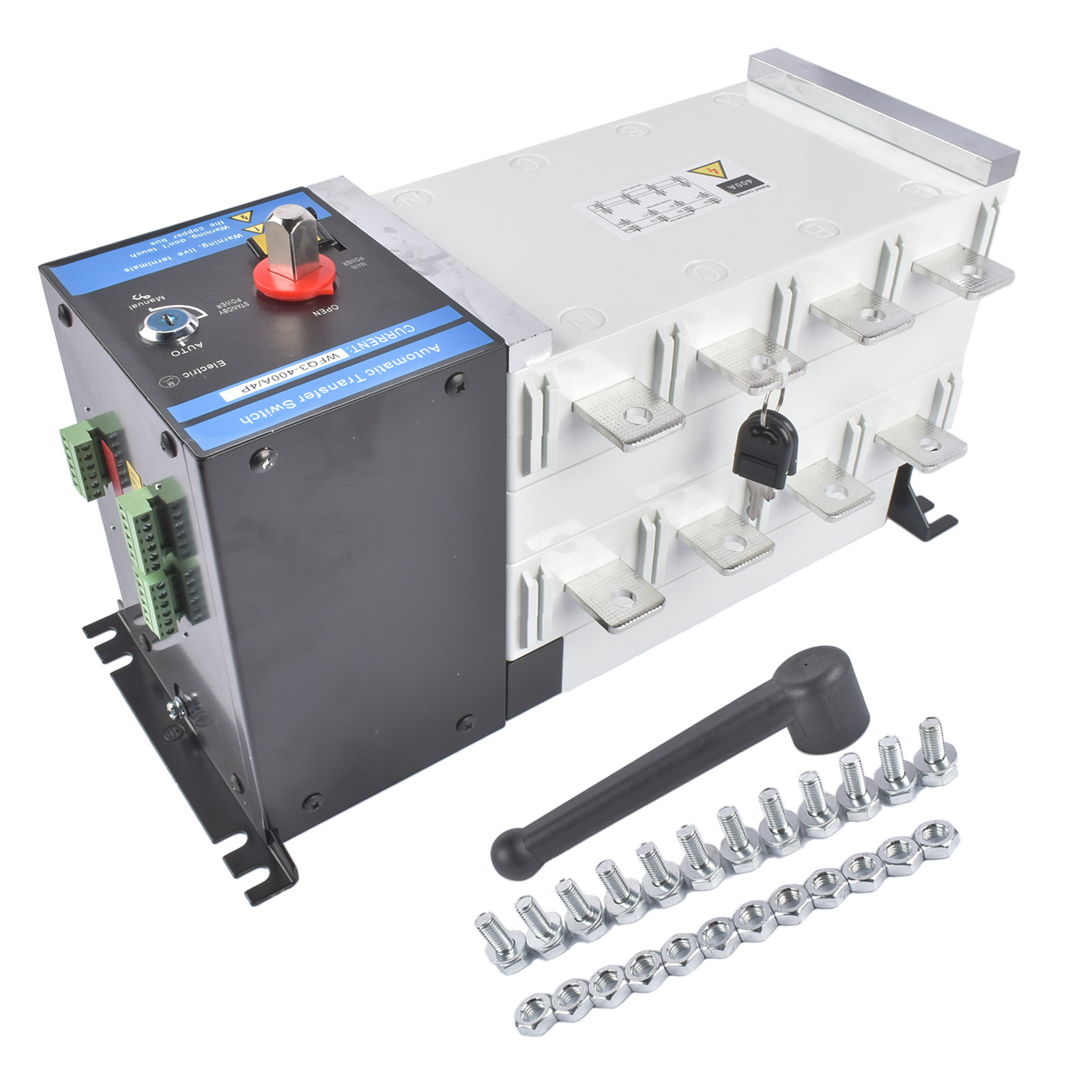 Industrial Automatic Transfer Switch 4P 400A 110V or 220V Grid to AC Generator