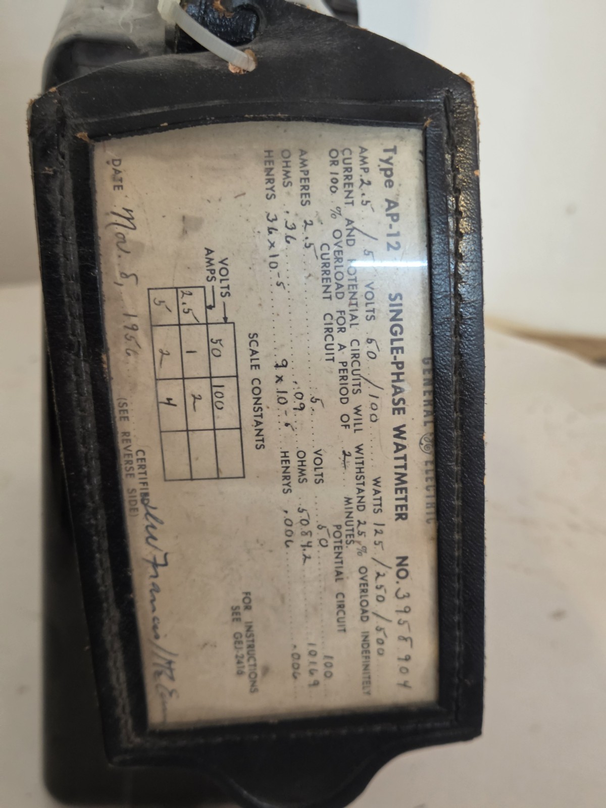 Vintage -General Electric Single Phase Watt Meter, Type AP-12