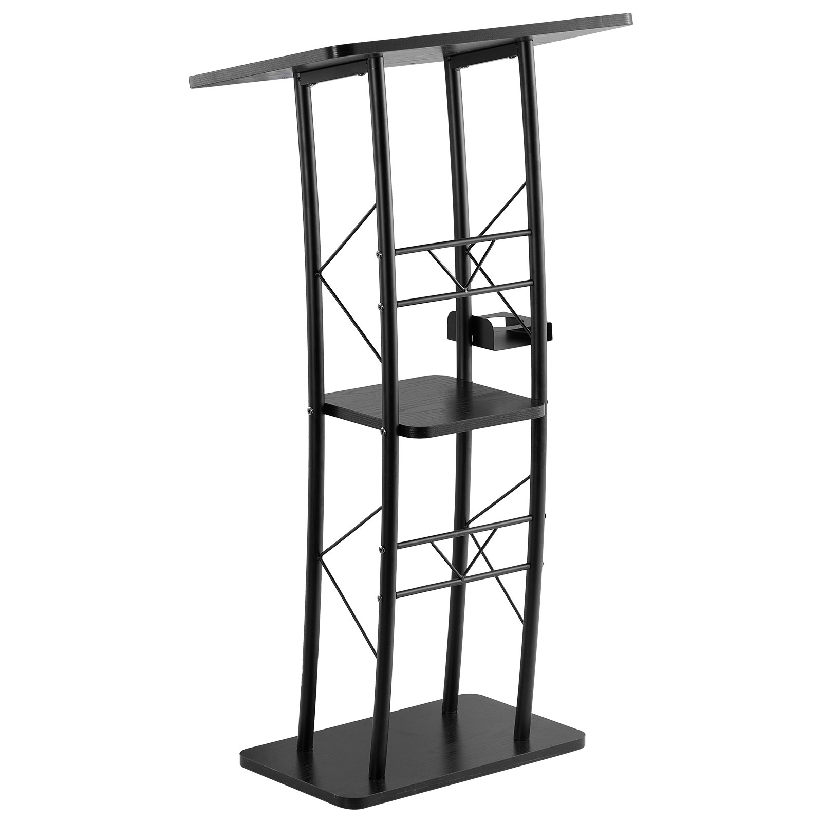 Uimoso Podium Stand 47 in Curved Metal Lectern Storage Shelf Classroom Wedding