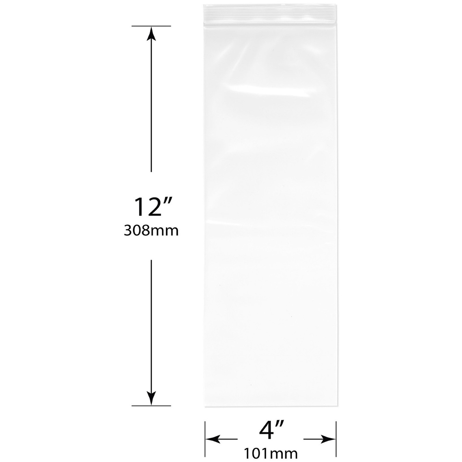 Plymor 4″ x 12″, 4 Mil Heavy Duty Zipper Reclosable Plastic Bags
