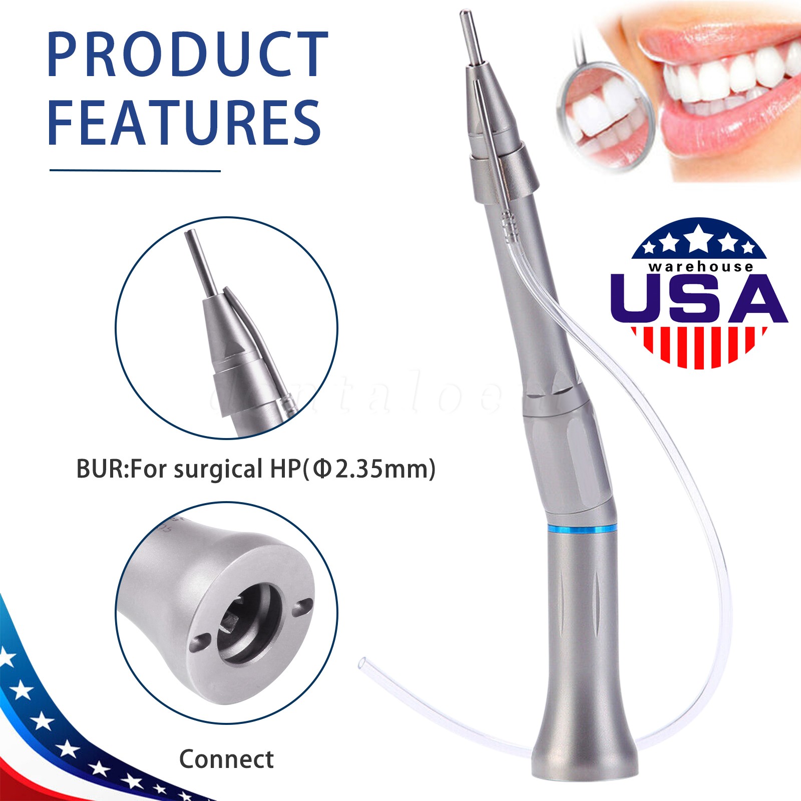 Surgical Dental 20 Degree Straight Head 1:1 Direct Drive Operation Handpiece