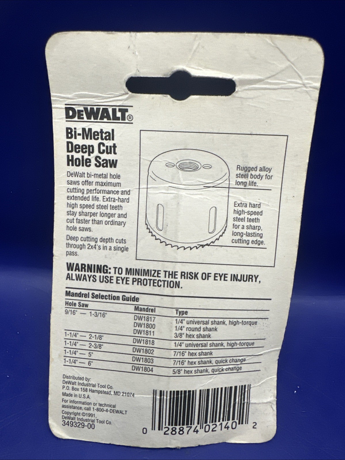 New DeWALT Deep Cut Hole Saw 1 1/8″ DW1829 Bi Metal USA 29mm 1 3/4” Depth