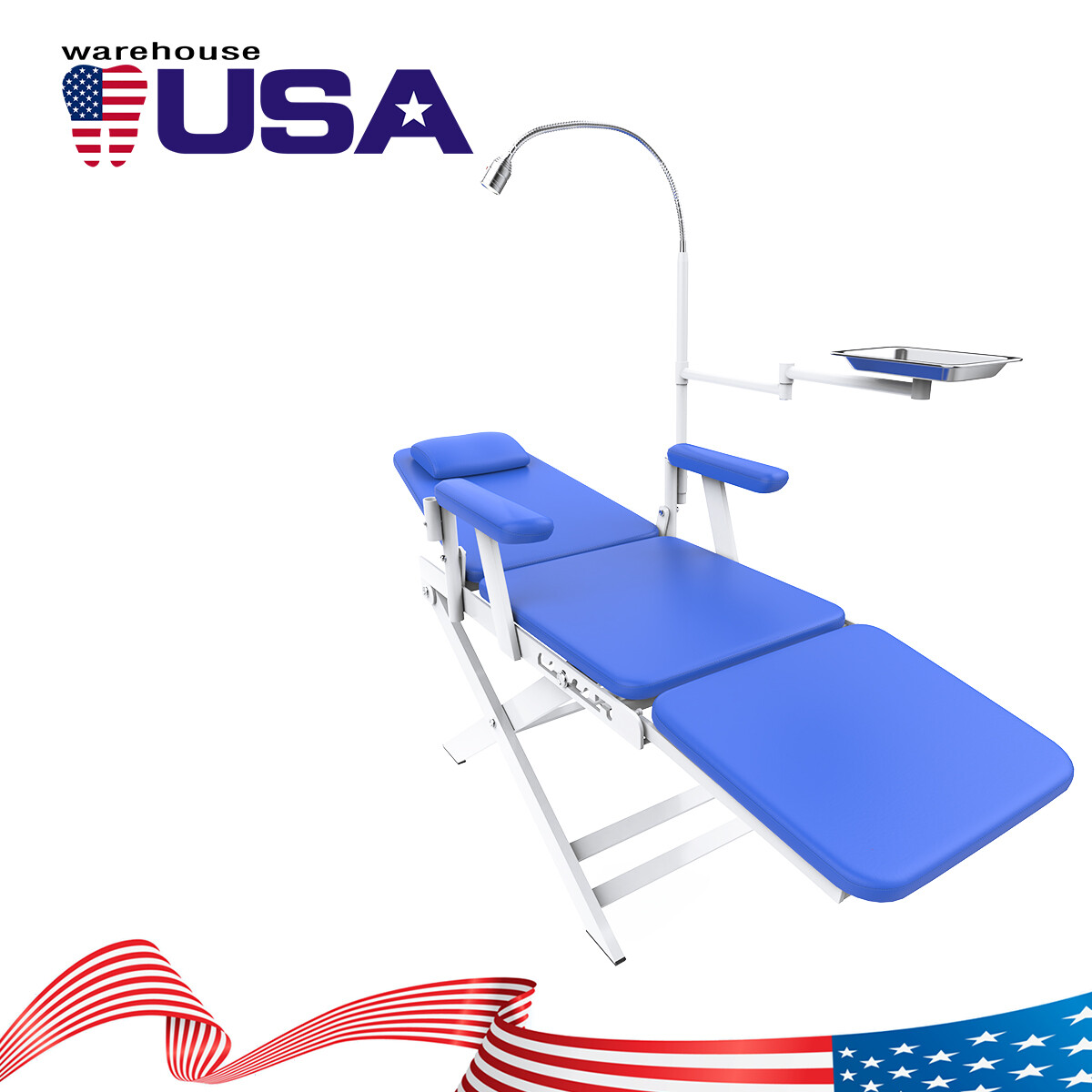 5 Types Portable Dental Folding Chair Package LED Light+Air Turbine Unit 4 Holes