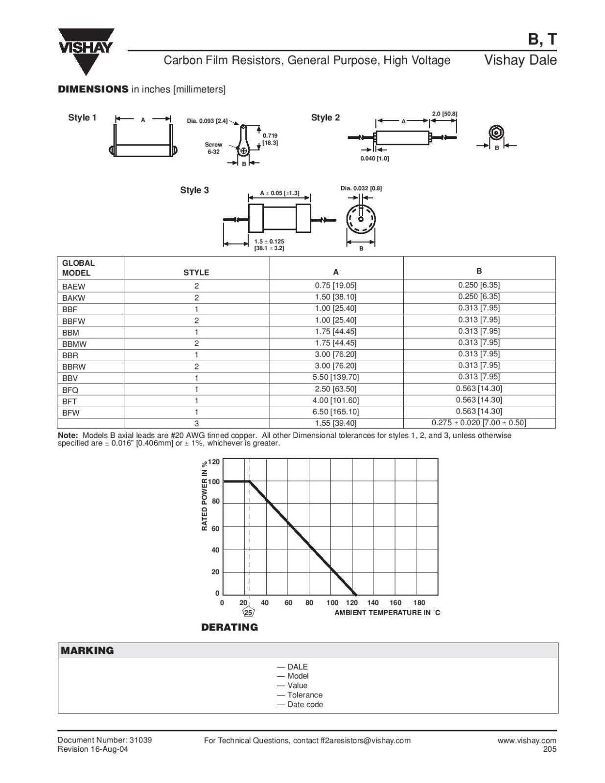 5 Pcs, Resistor, High Voltage, Axial, 100M Ohms, 3.5kV, 1W, Vishay, BBFW100MKF08