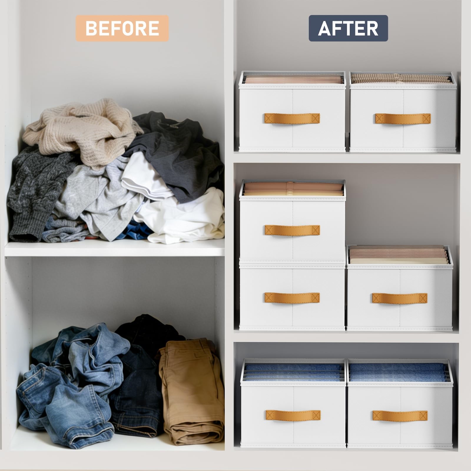 Dimj Wardrobe Clothes Organizer – Foldable Closet Drawer Organizer Dividers For