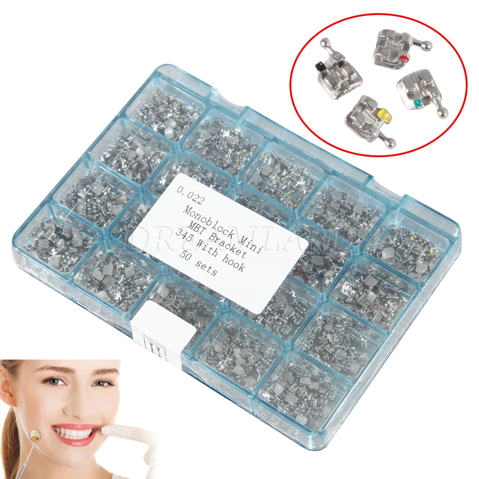 50 Sets Dental Orthodontics Monoblock MINI MBT. 0.022 Brackets 345 Hooks