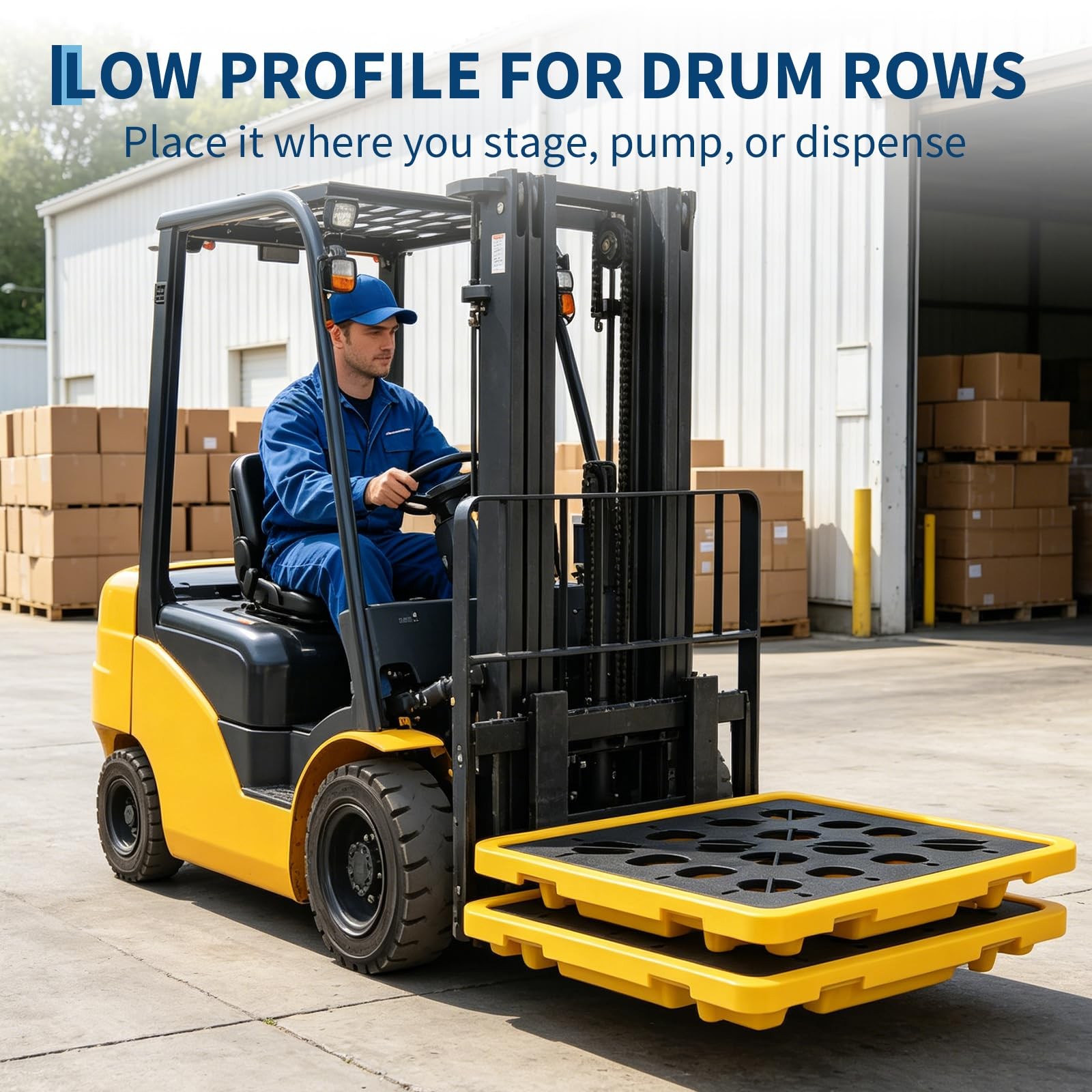 Heavy Duty Spill Containment Pallet 2-Pack Leakproof Detachable Tray Drum Yellow