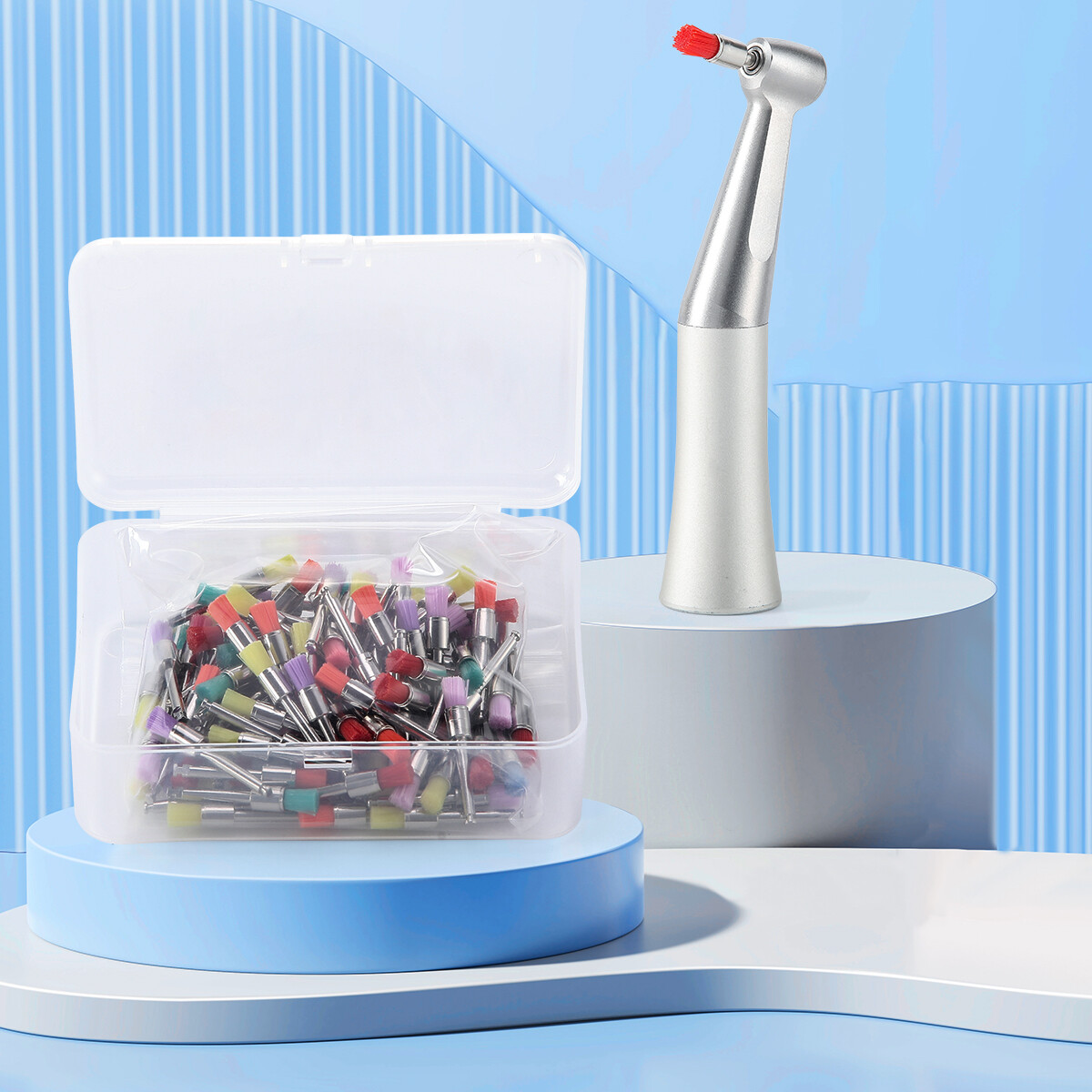 100Pcs Dental Polishing Polisher Prophy Brush Bowl Flat Type Colorful Nylon