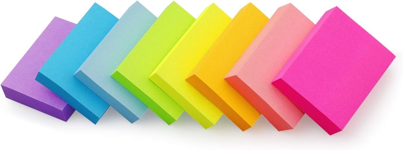 Sticky Notes 1.5×2 Inch Bright Colors – 8 Pads, Perfect for Organizing Ideas