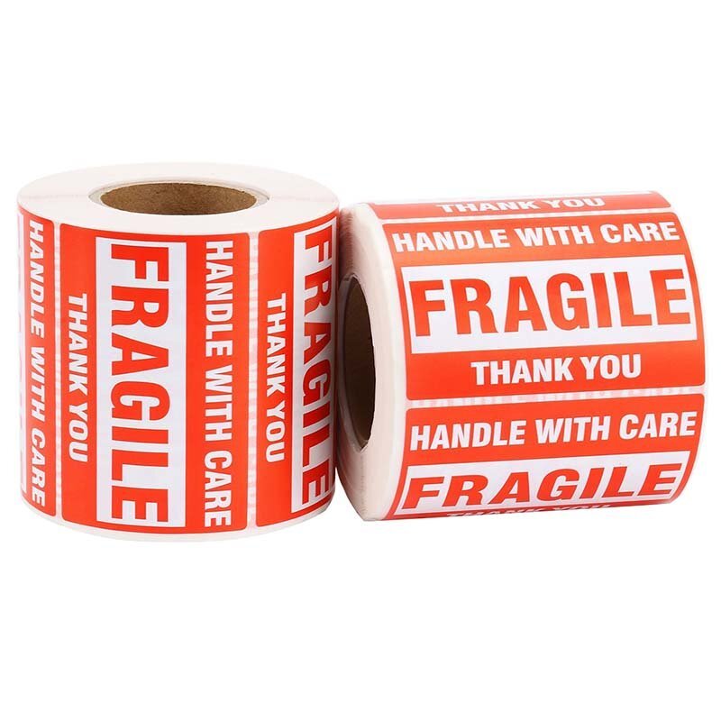 Fragile 2″x3″ Handle with Care Thank You Shipping Stickers 500 Labels Per Roll