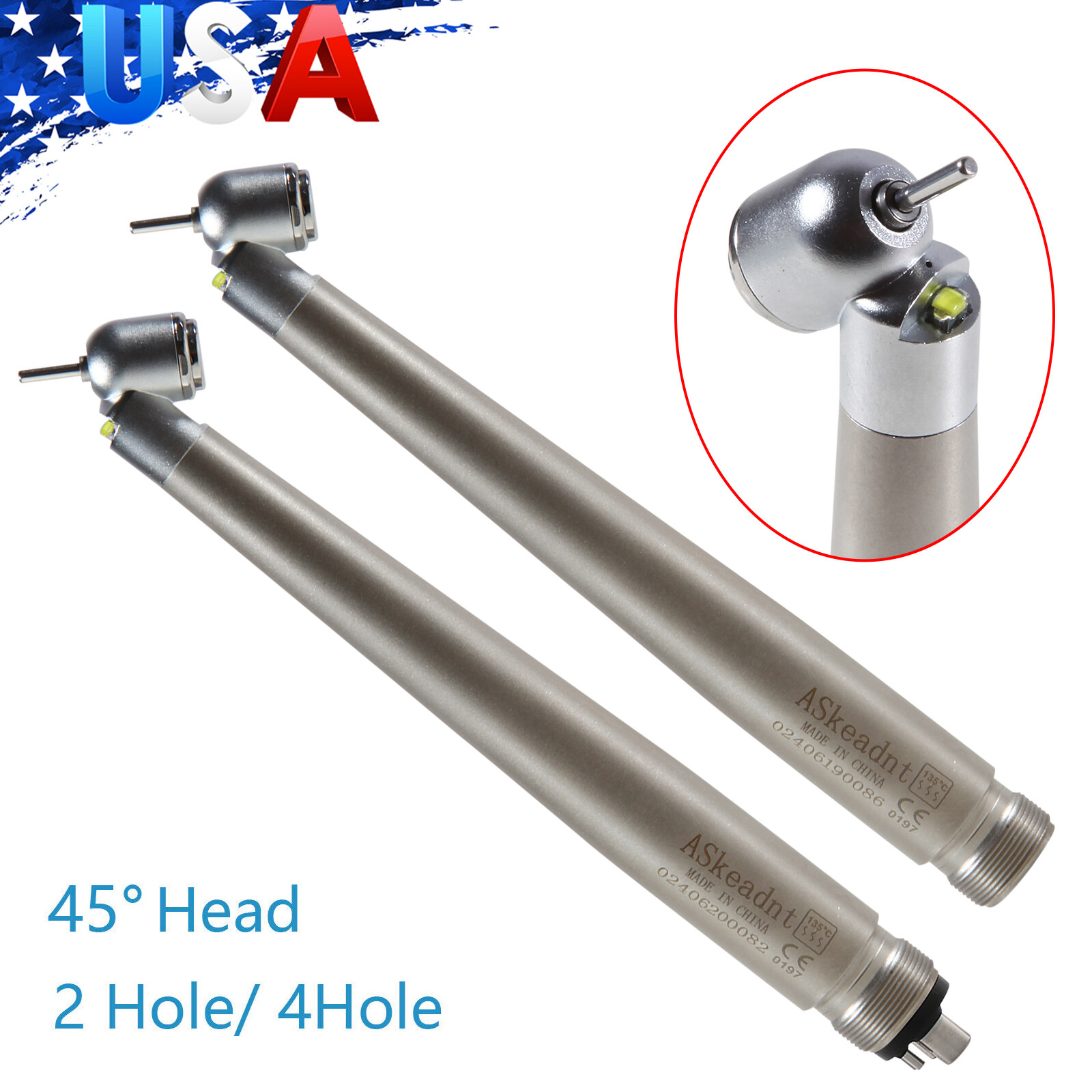 NSK Style 45 ° LED E-generator Dental High Speed Handpiece Ti-MAX X450 2/4Hole
