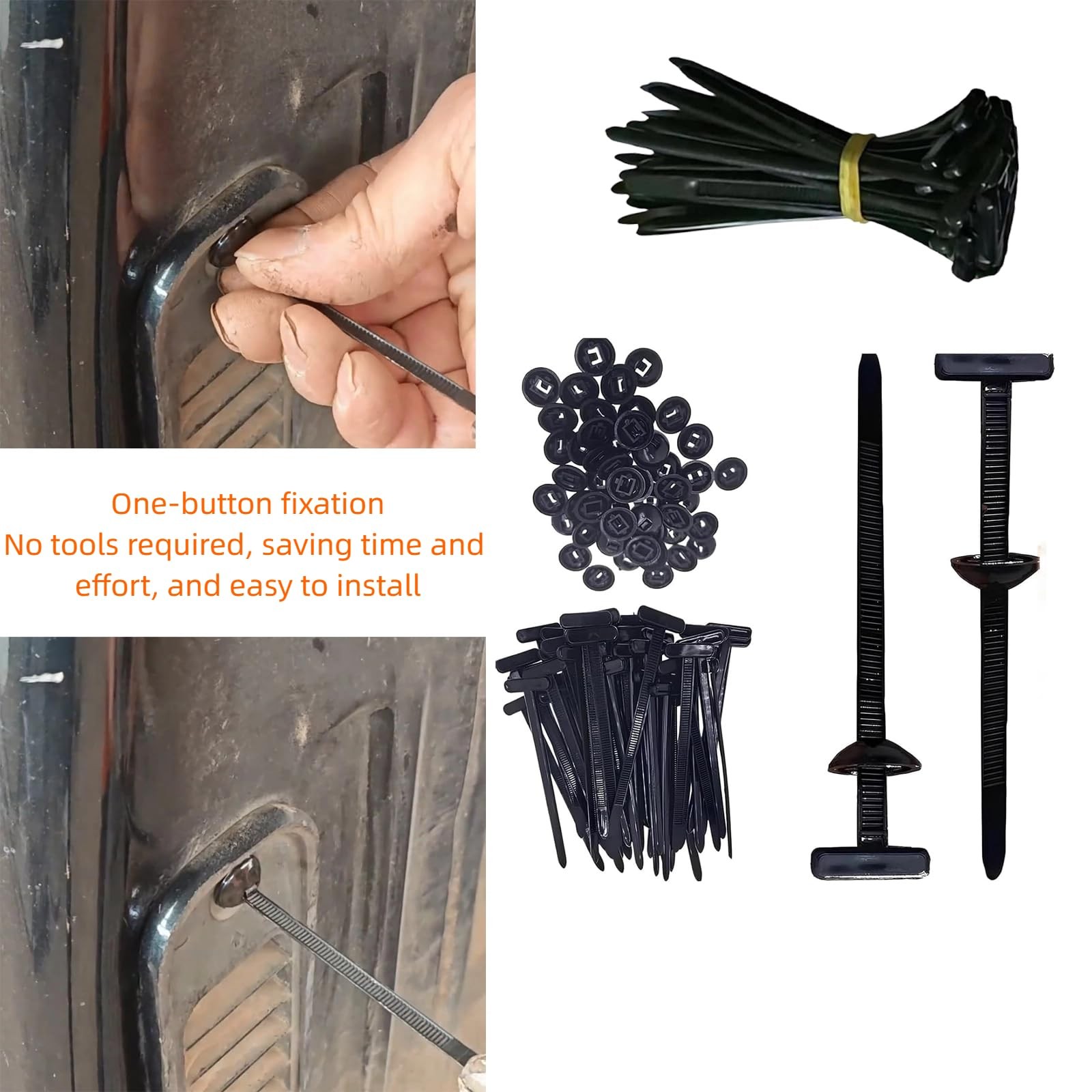 50PCS Nylon Strong Cable Tie Buckle – Heavy Duty UV-Resistant for Secure Auto…