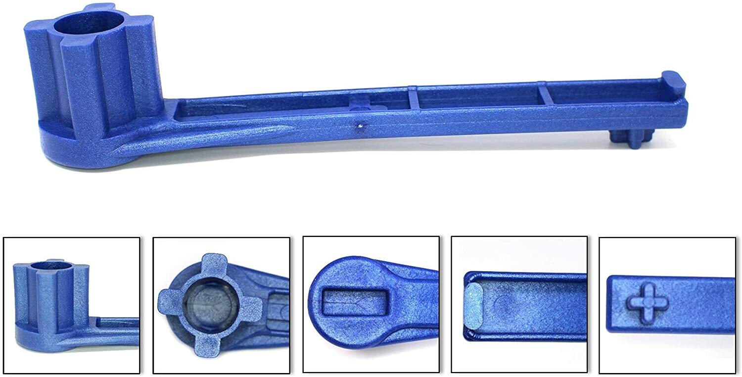 Blue 4-IN-1 Bung Drum Wrench 55-30-15 GAL Water Barrel Nut Cap Plug Gas Shut Off
