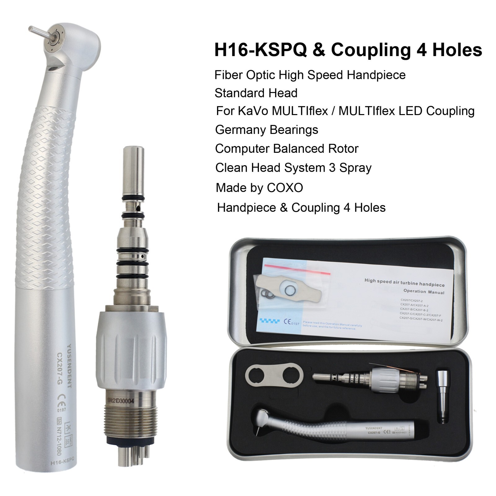 COXO Dental Fiber Optic High Speed Handpiece For KaVo MULTIflex NSK W/H Coupler