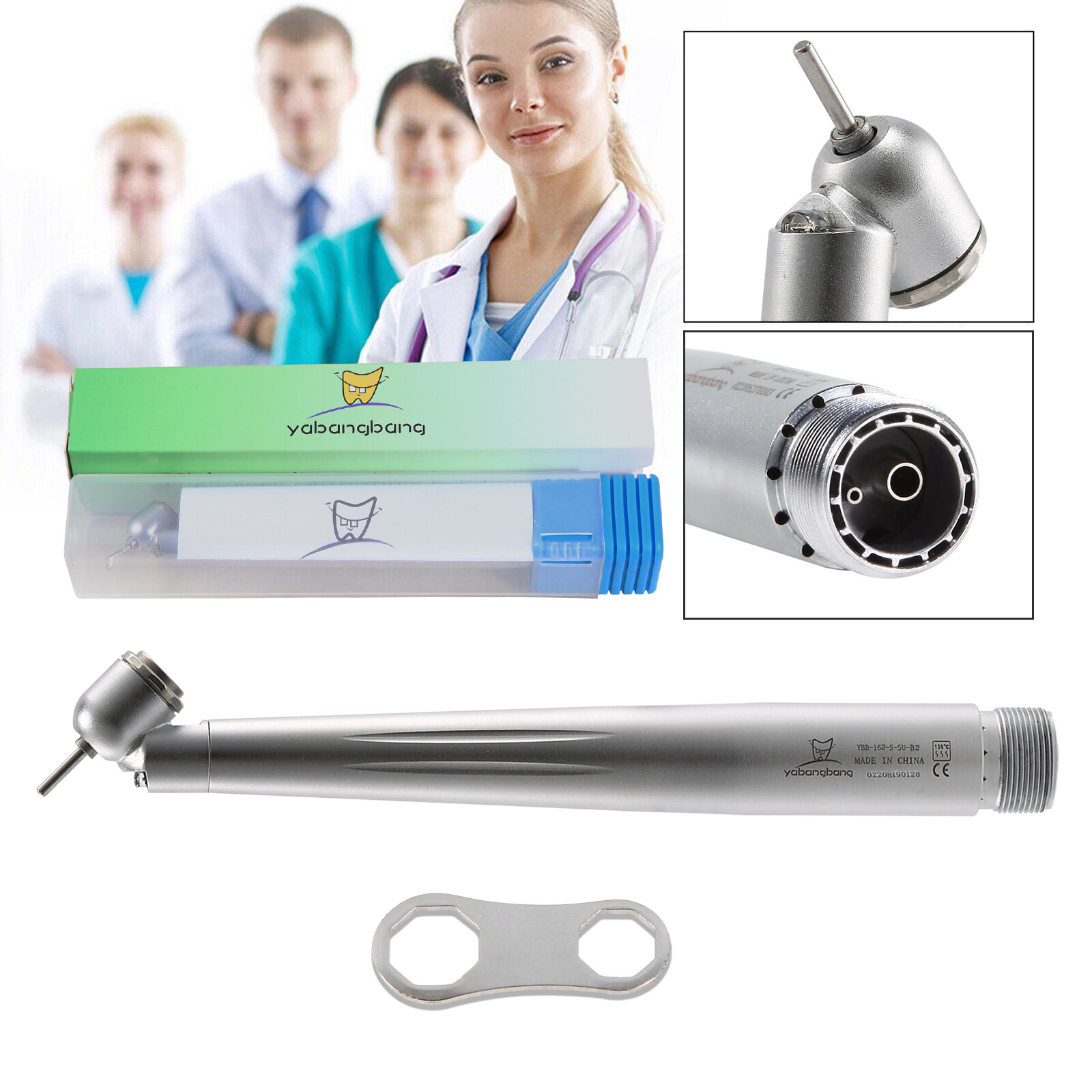 1-10 Pieza de Mano Dental de Fibra Óptica Estilo NSK Turbina 45° LED 2 Agujeros