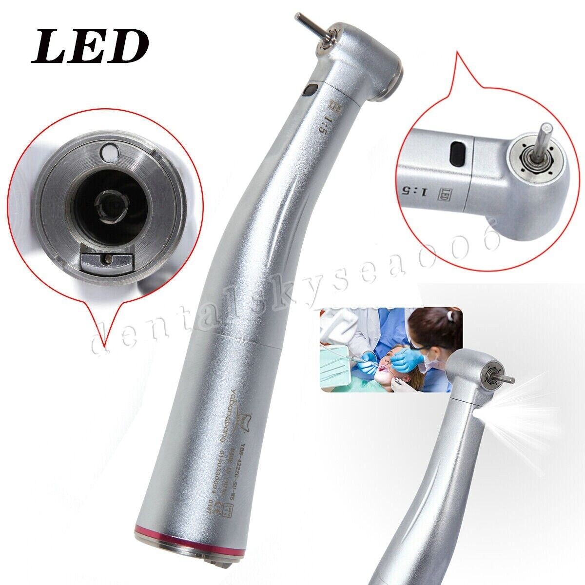 Dental X95L 1:5 Increasing Handpiece Led Fiber Optic Inner Water Spray For NSK