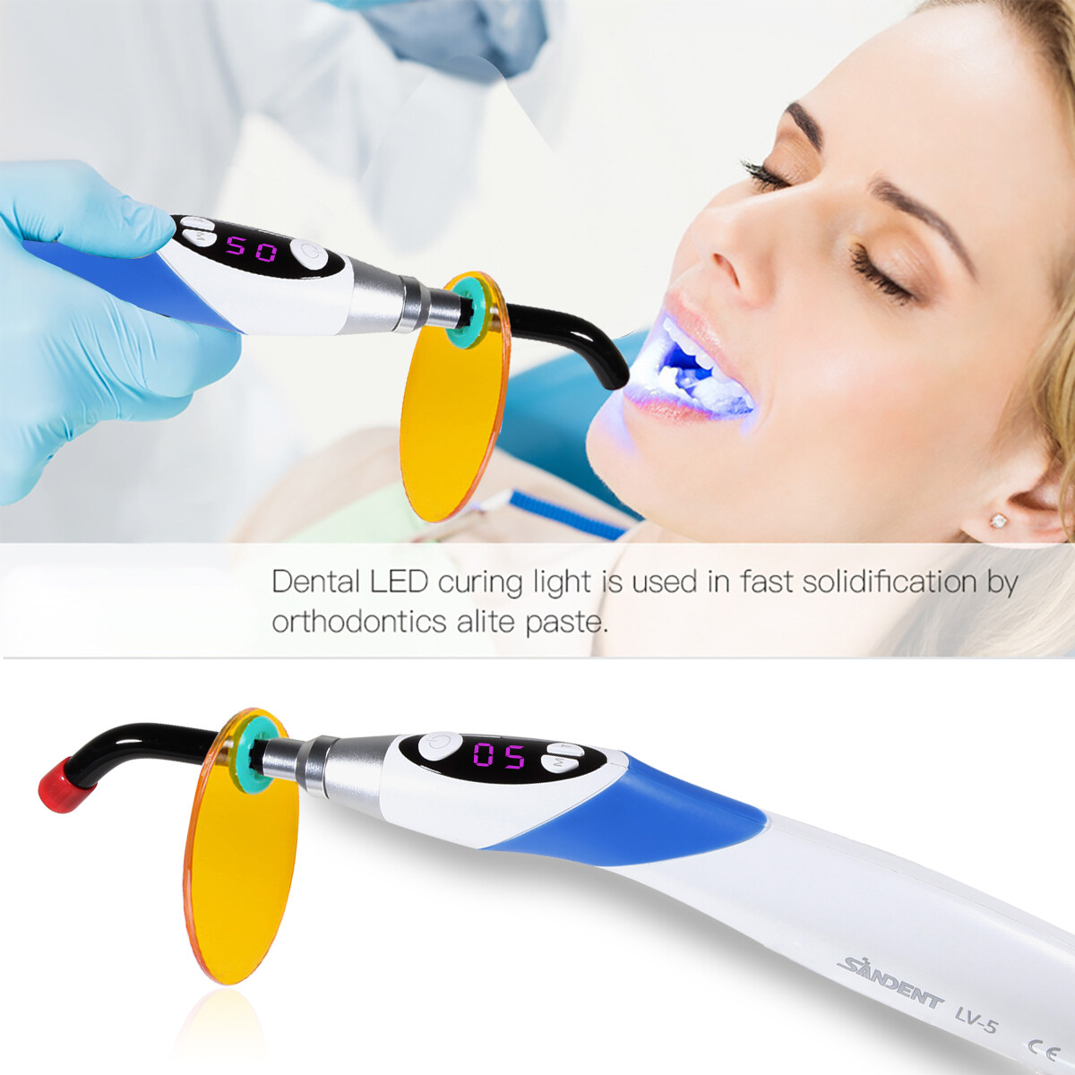 Dental Wireless Cordless LED Cure Curing Light Lamp 1800mw 5SEC Resin Cure Tool