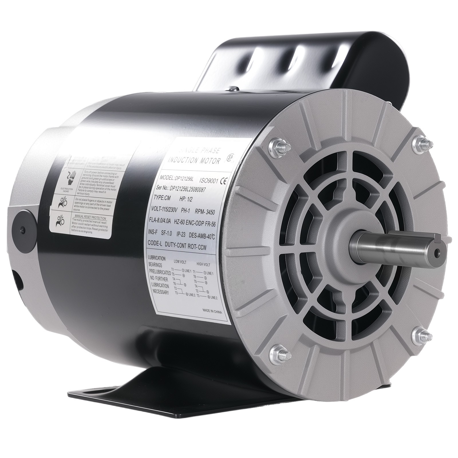 1/2HP Electric Motor, AC Motor, 3450RPM Farm Duty Single Phase Motor 56 Frame