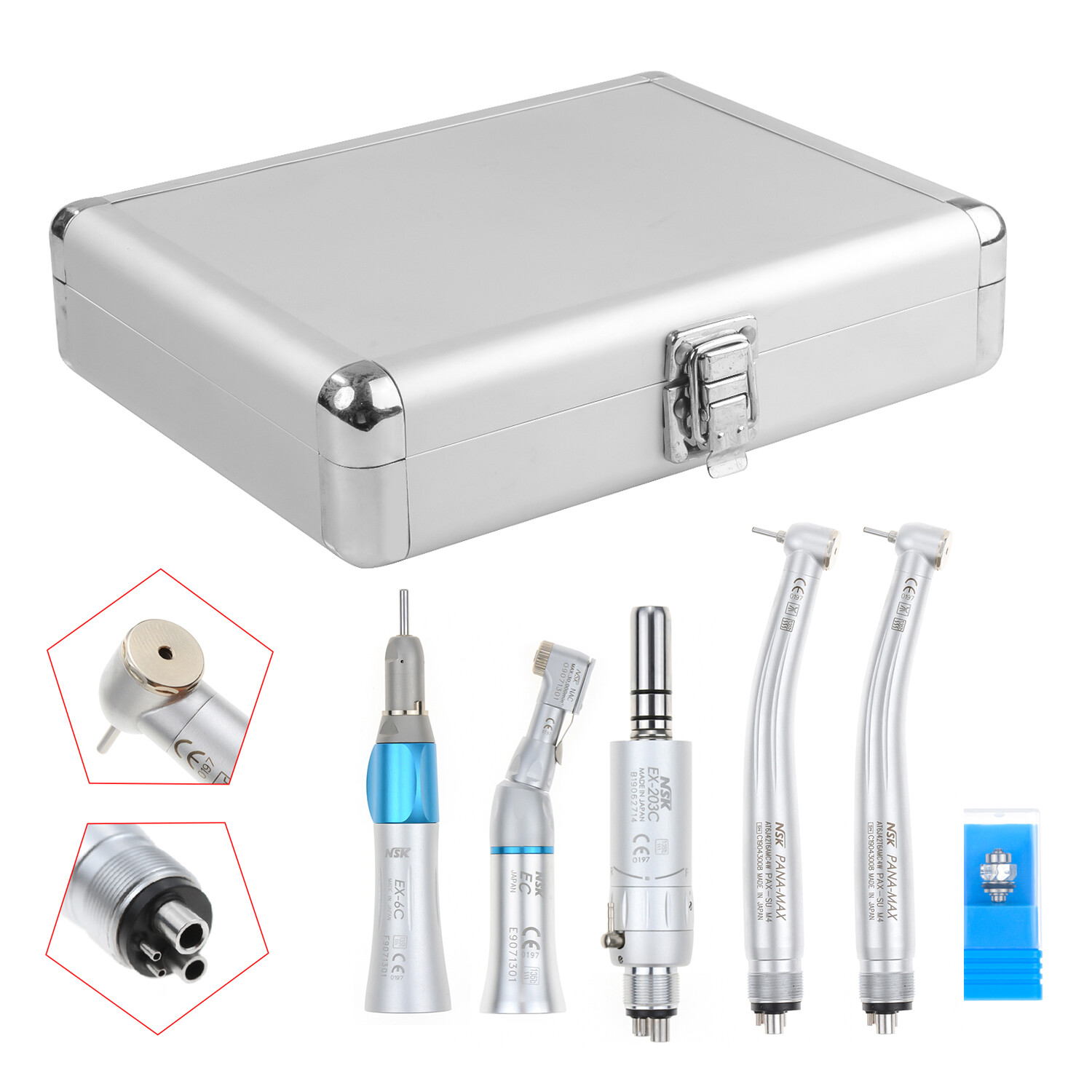 4H NSK Style Dental High Low Speed Handpiece Kit Wrench Type with Aluminum Box