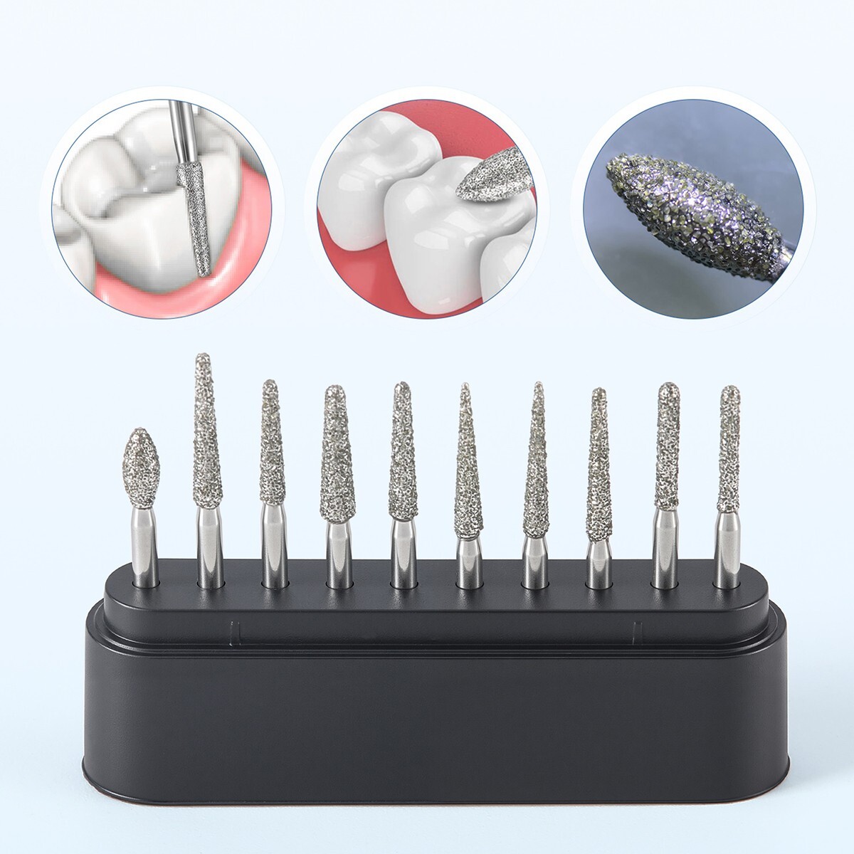 AZDENT Dental Diamond Zirconia Cutting Burs for High Speed Handpiece FG 1.6mm