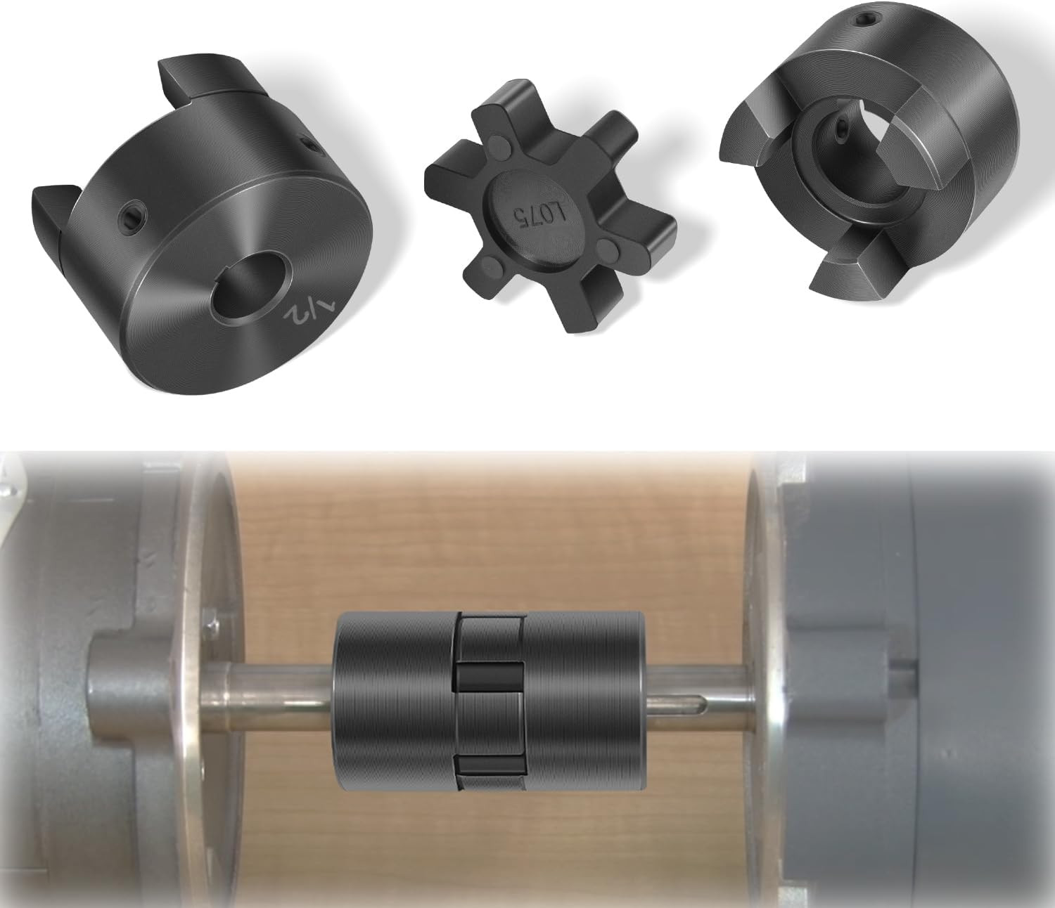 1/2″ to 3/4″ L075 L-Jaw Flexible Coupling Set Buna-N Spider Log Splitter Coupler