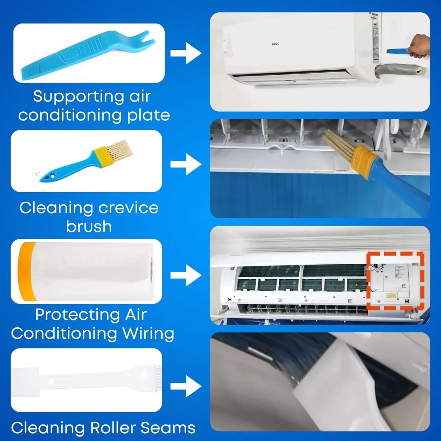13Pcs Mini Split Cleaning Kit Bag with 2L High Pressure Sprayer, Air Conditioner