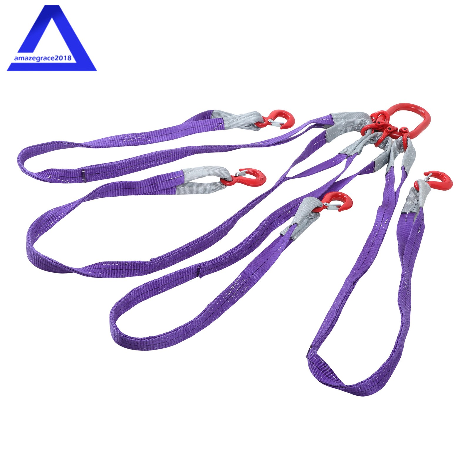 Four Leg Bridle Web Sling 5ft 6600lbs Lifting Slings with G80 Grab Hooks Safe