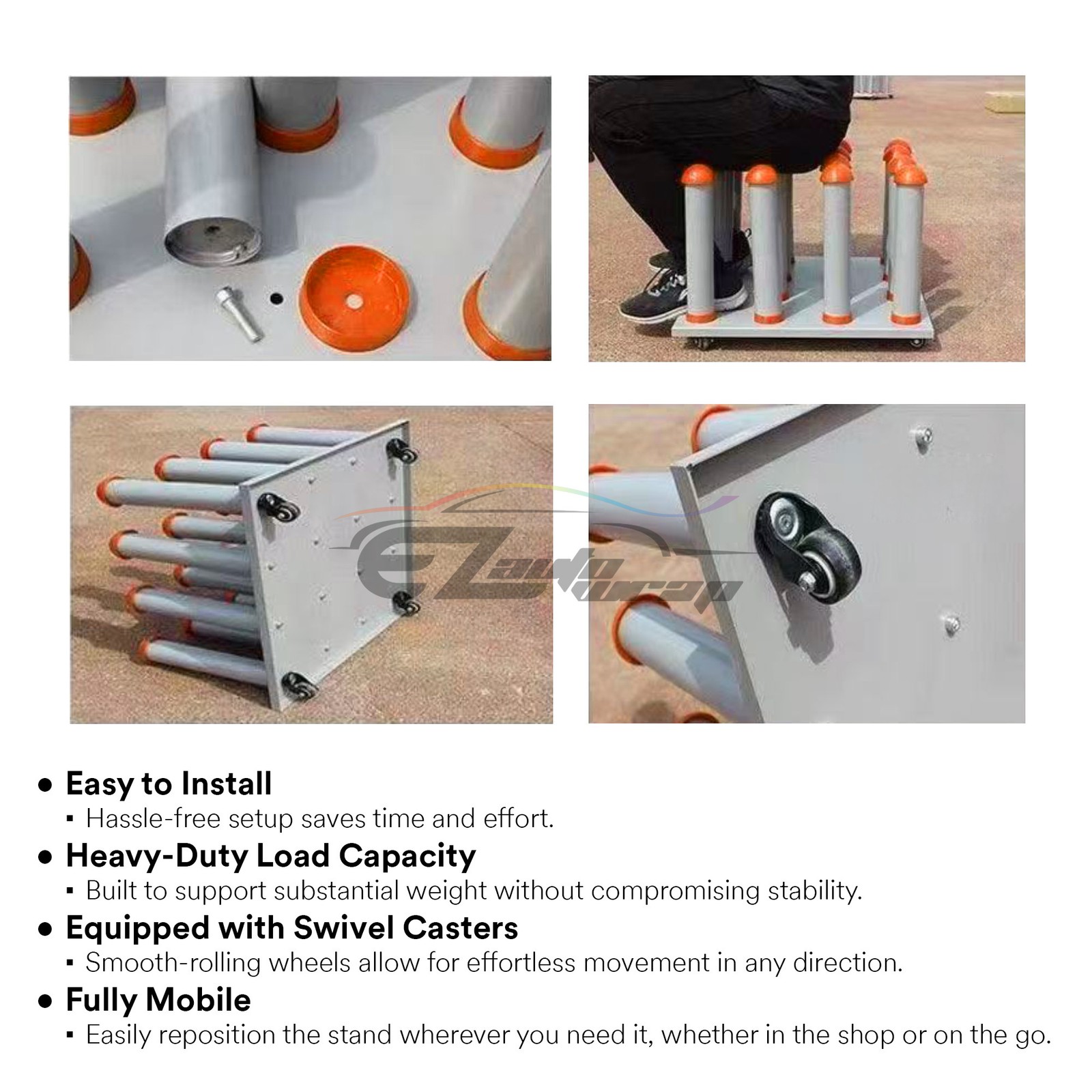Vinyl Stand Gray Orange Rolling Floor Rack Wheels Car Wrap Film Sheet Storage