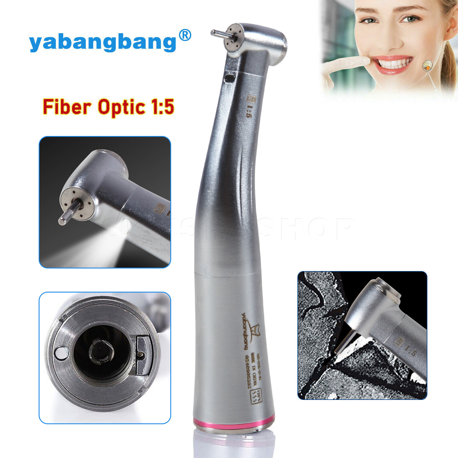 Dental 1:5 Increasing Low Speed Contra Angle Handpiece E-type Inner Channel Red