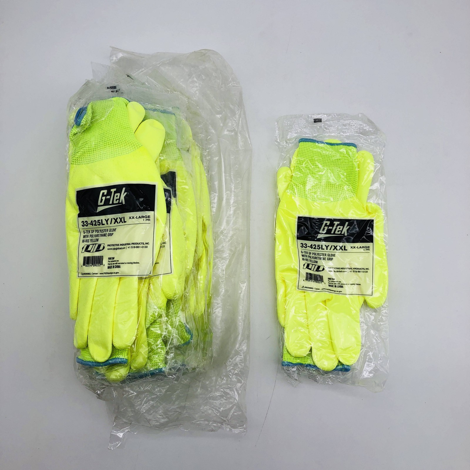 PIP 33-425LY/XXL Work Gloves Size XXL G-tek Polyuerthane Grip Hi Vis 12 Pairs