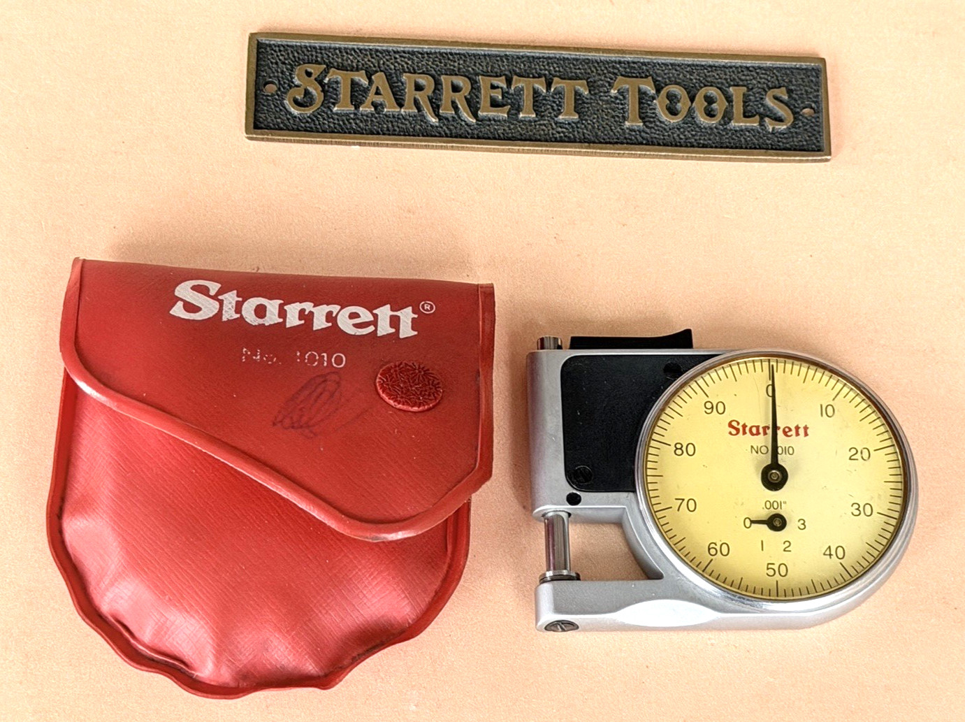 STARRETT No.1010Z Dial Indicator Pocket Gage 0-.375″ Range, 0-100 Dial Reading!