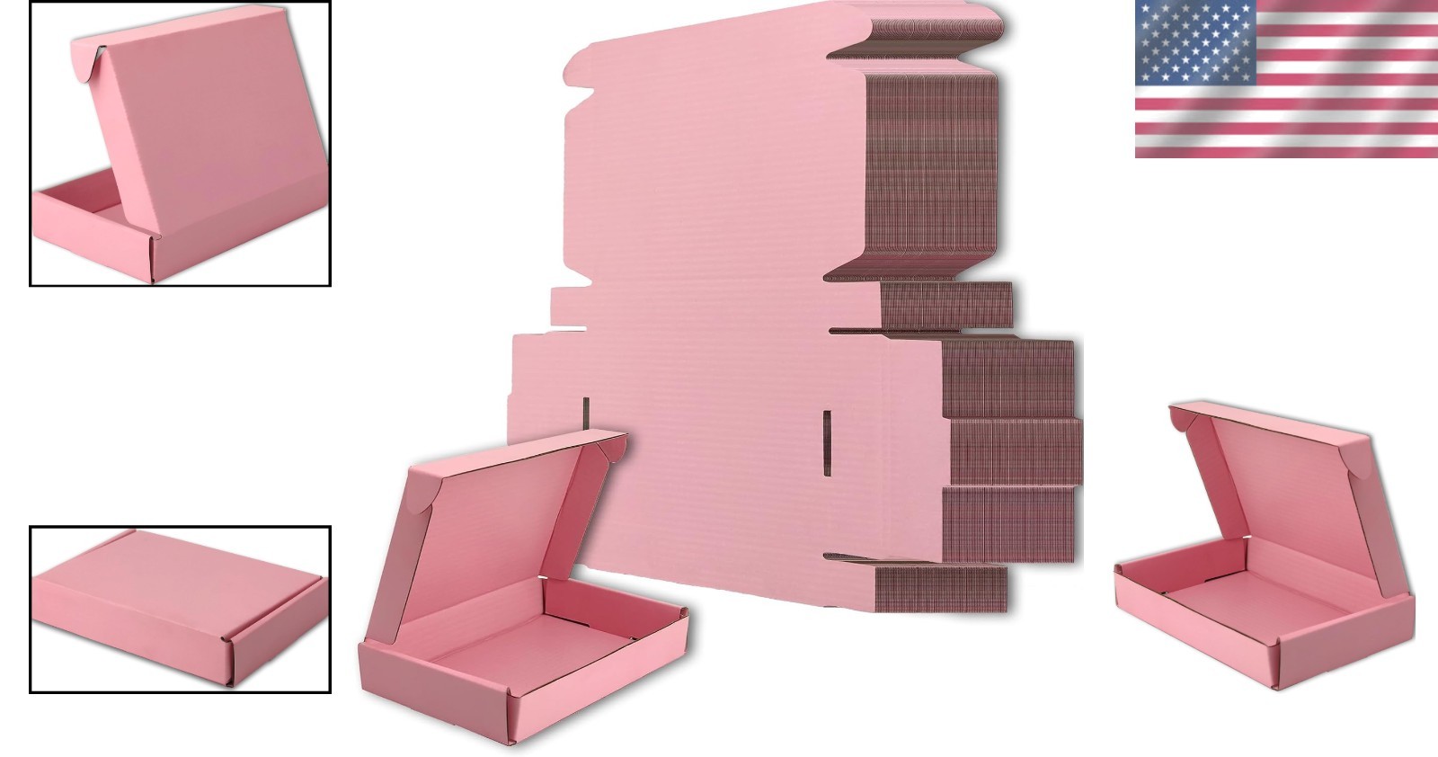 Pink Corrugated Shipping Boxes 7x5x1 – Pack of 100