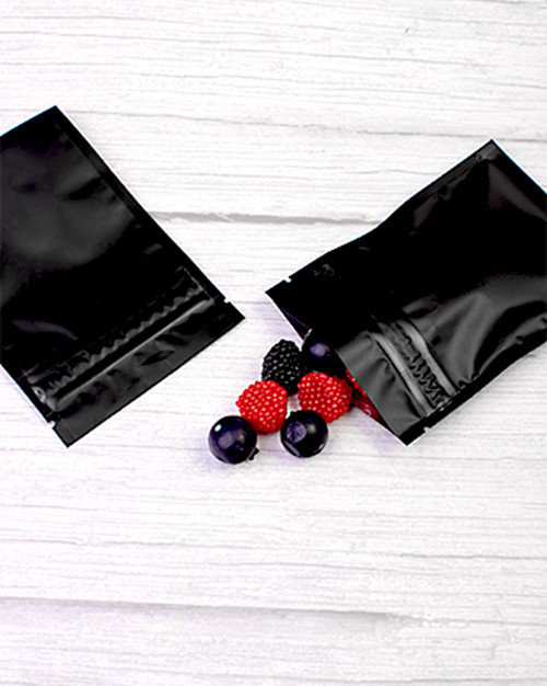 100 Double Zipper Smell Proof Black Mylar Foil Flat Bags for Food Storage Pouch