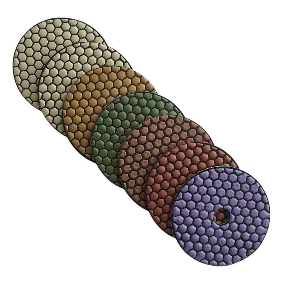 4″ Dry Stone Polishing Set (7pc) #50 100 200 400 800 1500 3000 Granite Marble